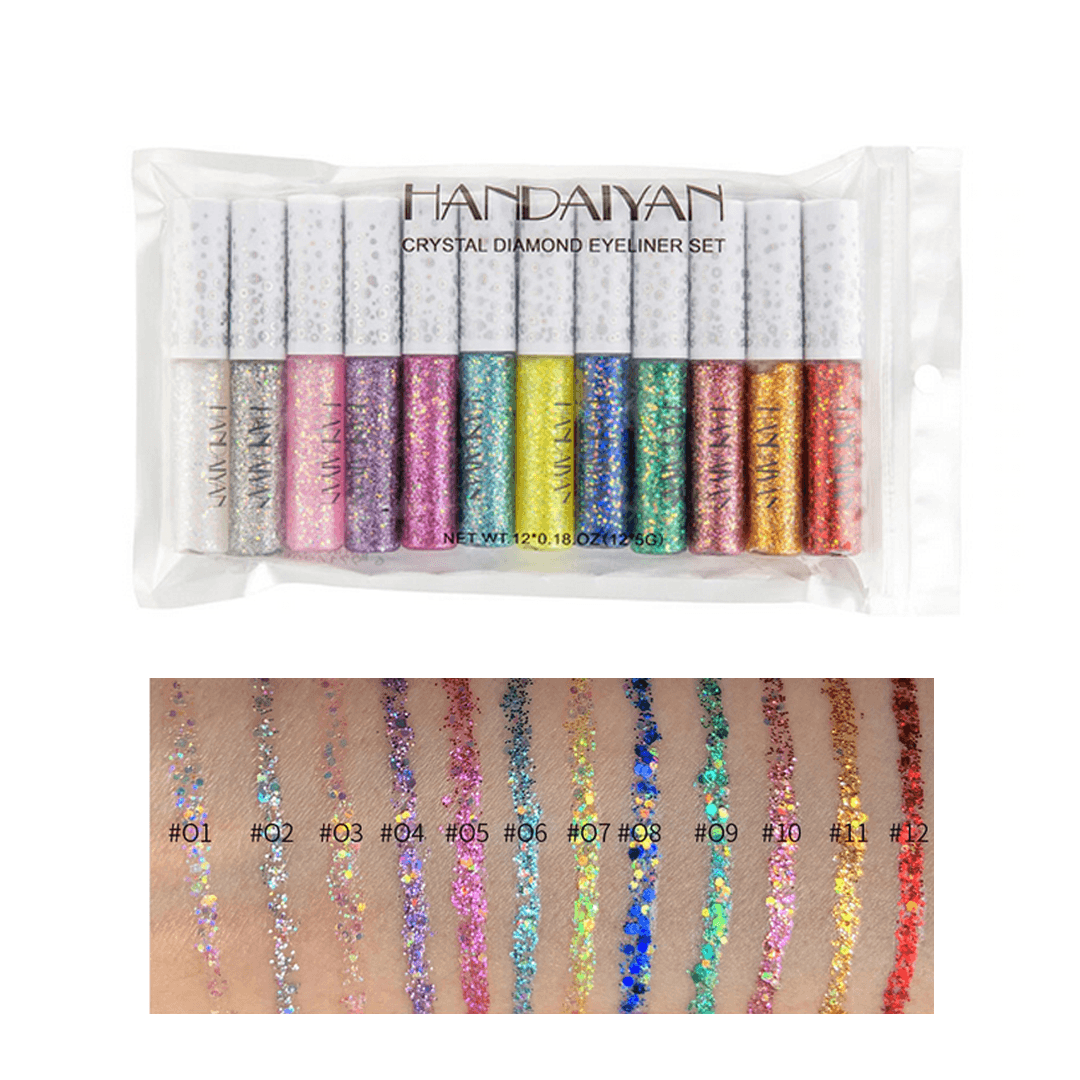 Handaiyan 12 Colors Crystal Diamond Glitter Eyeliner