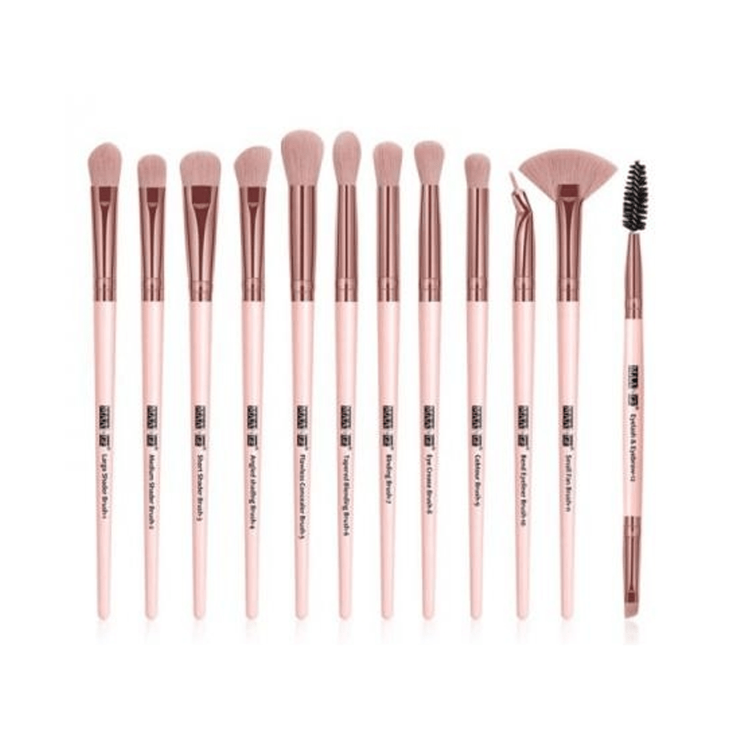 Maange 12 Pieces Eye Brush Set - Pink