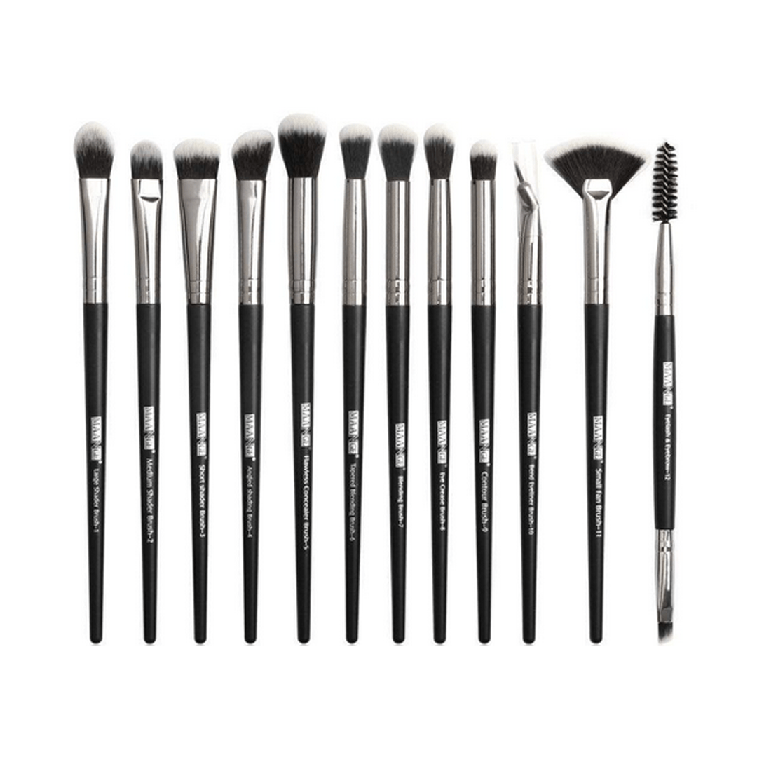 Maange 12 Pieces Eye Brush Set - Black