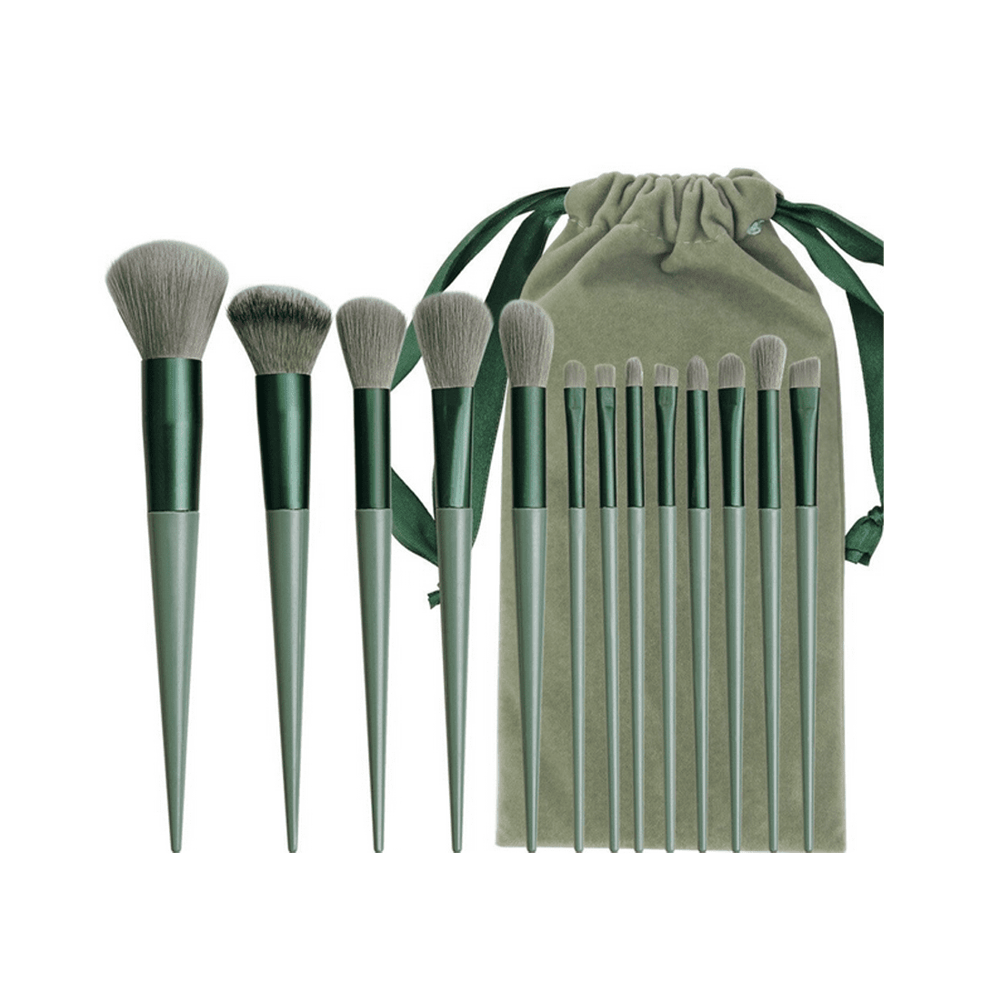 Green Color Olive Bag Brush 13 Pieces Set