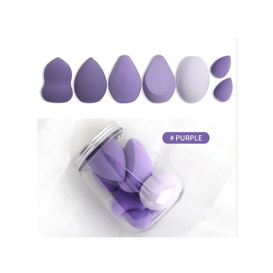 Maange 7 Pieces Beauty Blender With Jar – Purple