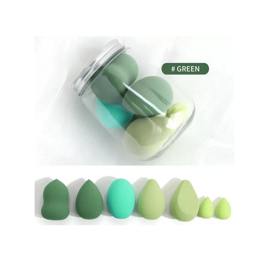 Maange 7 Pieces Beauty Blender With Jar – Green