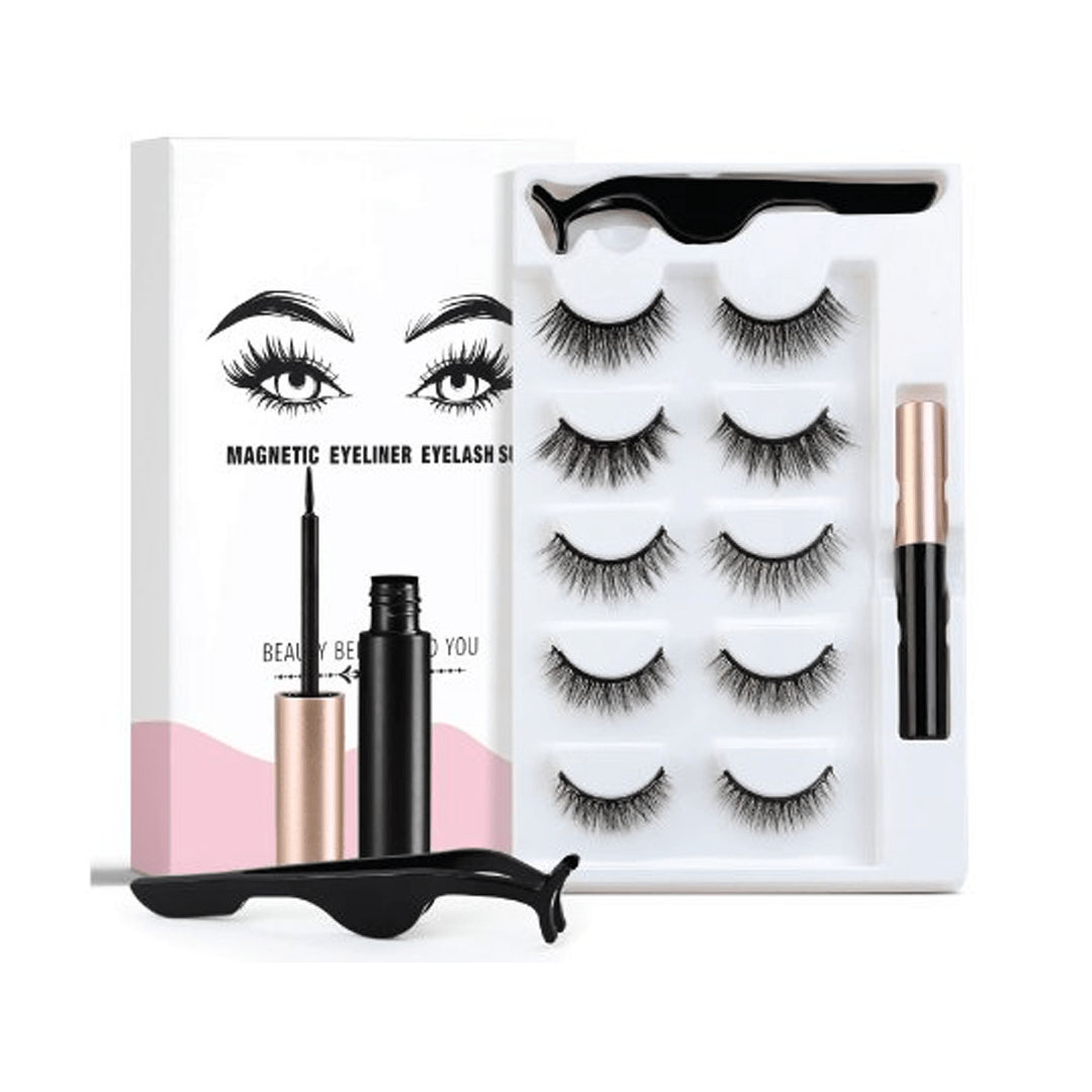 Maange 5 Pair Magnetic Eyelashes Eyeliner Set