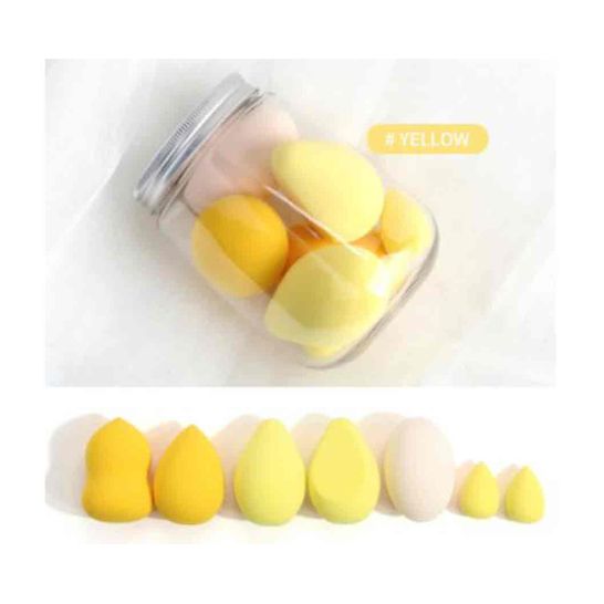 Maange 7 Pieces Beauty Blender With Jar - Yellow