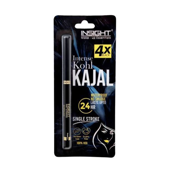 Insight Cosmetics Intense Kohl Kajal - With Sharpener, 4X Black, Waterproof, Long-Lasting