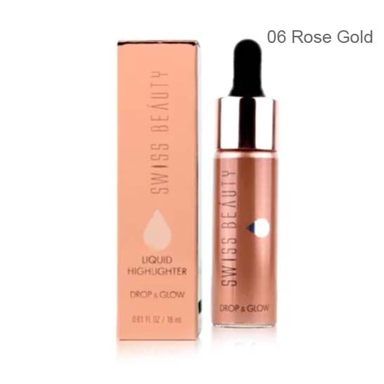 Swiss Beauty Liquid Highlighter Drop & Glow - 06 Rose Gold -18ml