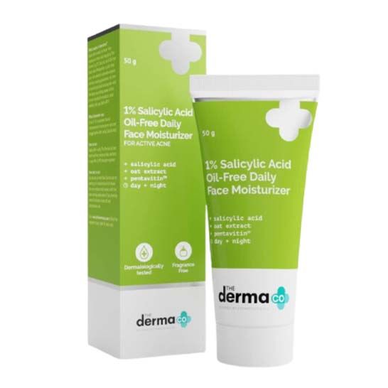 The Derma Co 1% Salicylic Acid Oil-Free Daily Face Moisturizer For Active Acne - 50gm