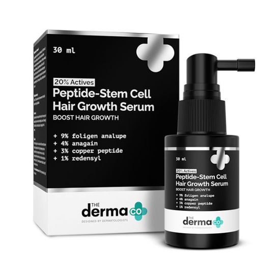 The Derma Co 20% Actives Peptide-Stem Cell Hair Growth Serum with Foligen Analupe & Anagain For Hair Growth - 30ml