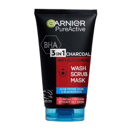 Garnier Pure Active 3in1 Charcoal Wash, Scrub, Mask - 150ml