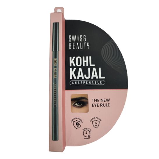 Swiss Beauty Soft Kohl Kajal, Waterproof & Smudge-Proof,  Long-Lasting, One Stroke Application - 5gm