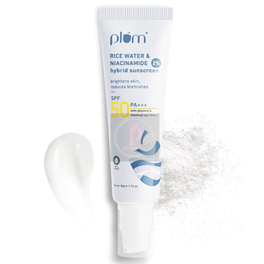 Plum 2% Niacinamide & Rice Water SPF 50 PA+++ Hybrid Sunscreen - 50gm