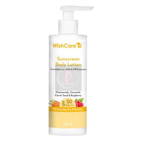 Wishcare Sunscreen Body Lotion Niacinamide, Ceramide, Carrot Seed & Raspberry - 200ml