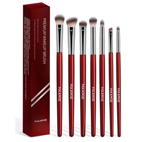 Maange Eye Brush Set 7pieces Maroon Color Premium Makeup Brush